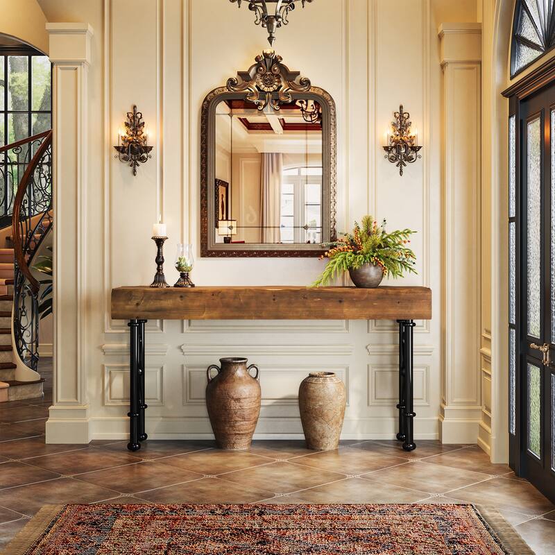 55" Industrial Entryway Sofa Table for Hallway, Entry, Foyer