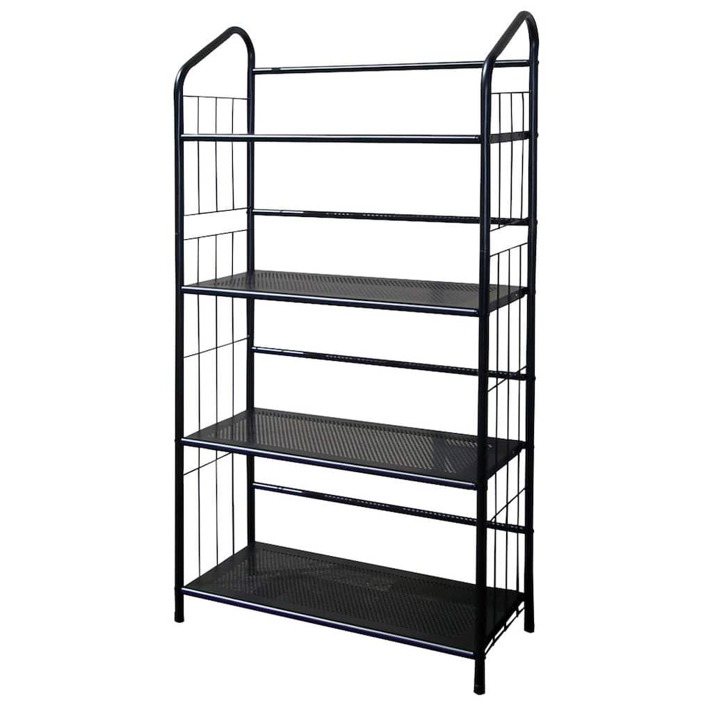 5-Tier Metal Bookshelf - Black Storage Shelves for Living Room, Office, Home - Easy Assembly & Stylish Design
