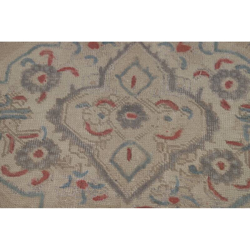 Medallion Tabriz Persian Area Rug Hand-Knotted Beige Wool Carpet - 9'2"x 12'8"
