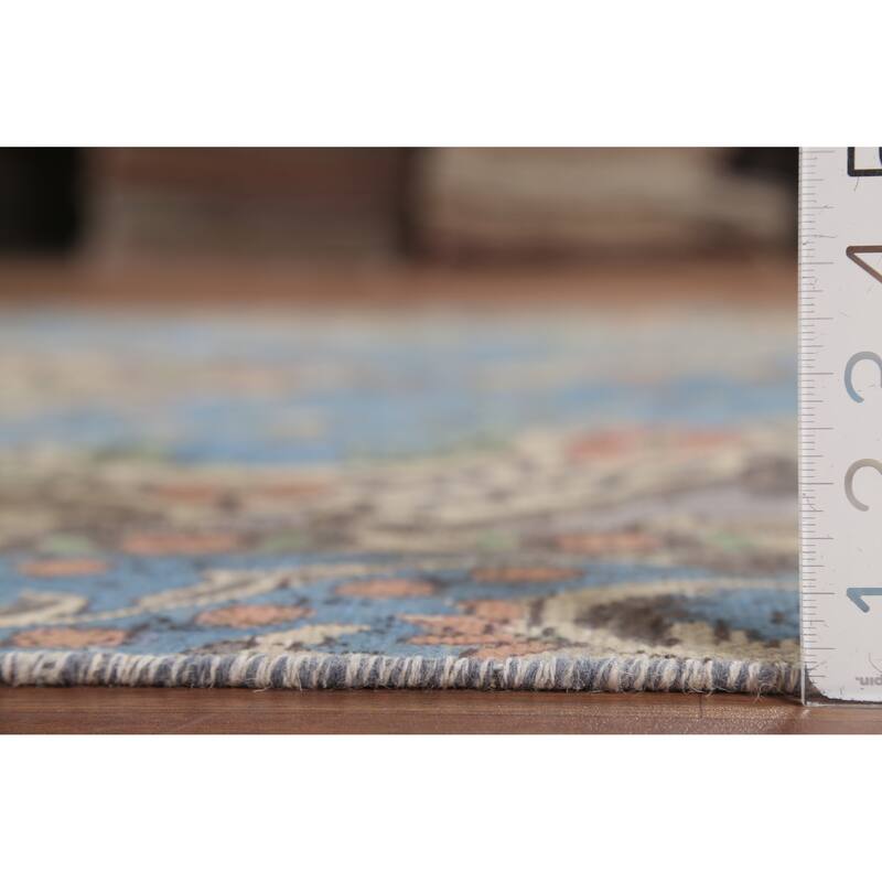 Distressed Blue Tabriz Persian Vintage Rug Hand-Knotted Wool Carpet - 6'10"x 10'8"