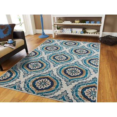 The Curated Nomad Newell Contemporary Floral Medallion Jute-backed Area Rug