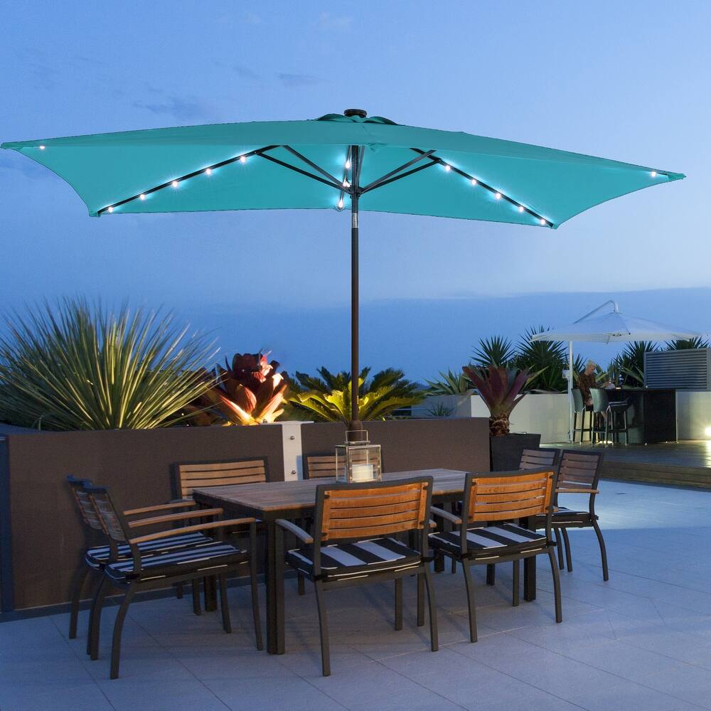 Bonosuki Outdoor 10×6.5FT LED Rectangular Patio Umbrella with Aluminum/Steel Pole, UV Protection
