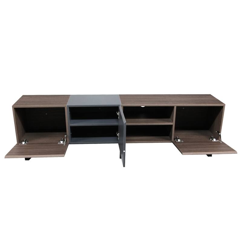 71" Media Console Table with Drop Down Doors & Open Shelves - Stylish TV Stand for Living Room & Bedroom