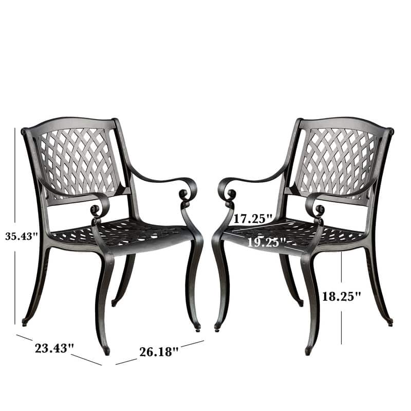 Cayman Arch Mesh Patio Chairs (Set of 2) - Outdoor Dining Aluminum Seating with Weather-Resistant Finish