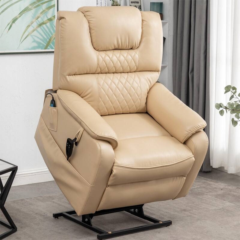 Best Choice Leather Dual Motor Power Lift Recliners - Lift Assist Recliner with Massage/Heating 400lbs