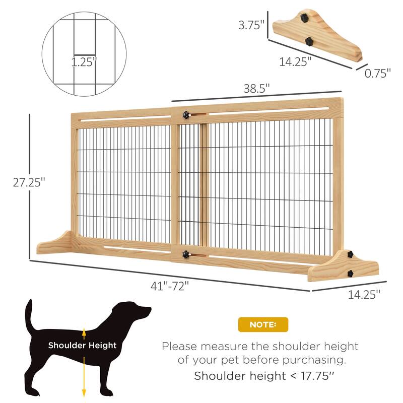 Extra Wide Freestanding Pet Gate Dog Crate Dog Cage with Adjustable Length Dog House Dog Room for Living Room