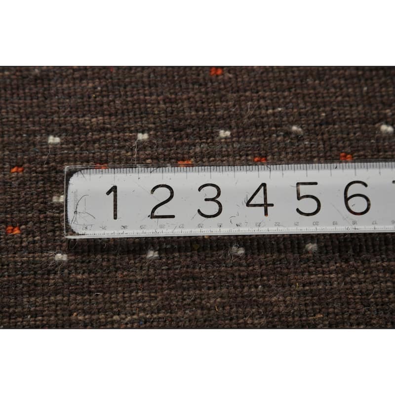 Brown Gabbeh Area Rug Hand-Knotted Oriental Tribal Wool Carpet - 5'2" x 7'6"