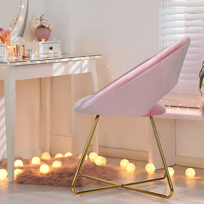 Modern Accent Velvet Dining Arm Chair with Golden Metal Legs and Soft Cushion
