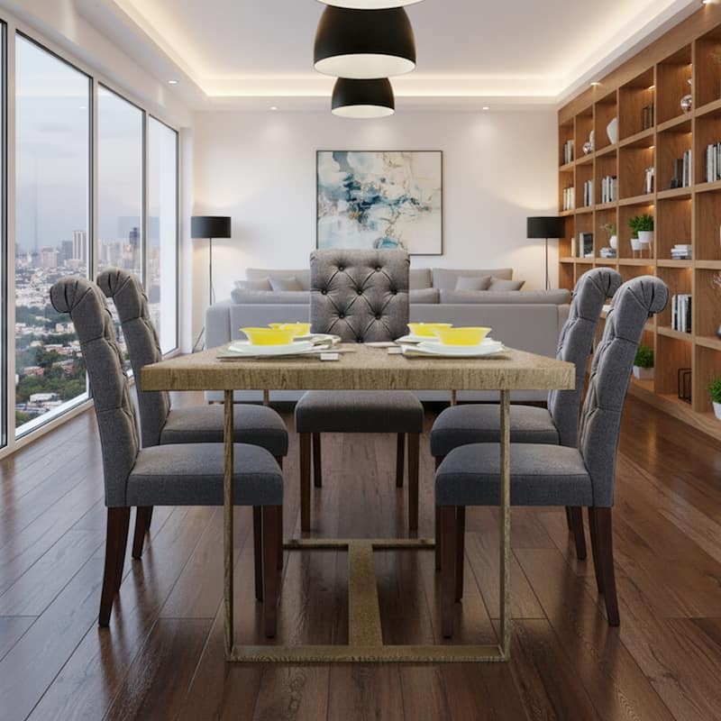 RENEWLINE Tufted Parsons Dining Side Chairs ,Upholstered Fabric Dining Chairs Kitchen Chairs with Padded Seat(Set Of 2)