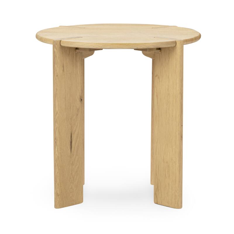 Kering Oak Wood Round End Table by Kosas Home