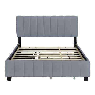 Queen Size Velvet Upholstered Platform Bed