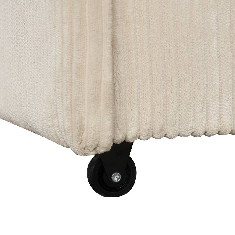 96.1" Polyester Sleeper Sectional Sofa with Storage Bags, Cup Holders and Fold-Out Twin Bed