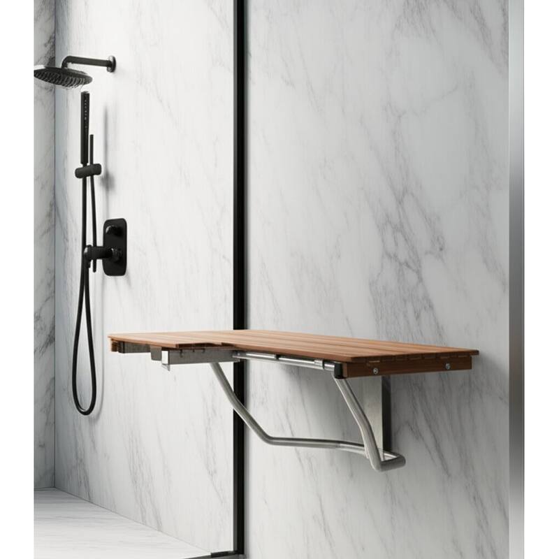 14" X 32" Brown Teak Rectangular Shower Bench - Brown