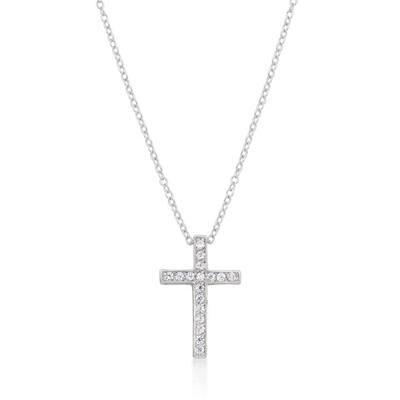 Cubic Zirconia Bling Cross Pendant with Rhodium Plating