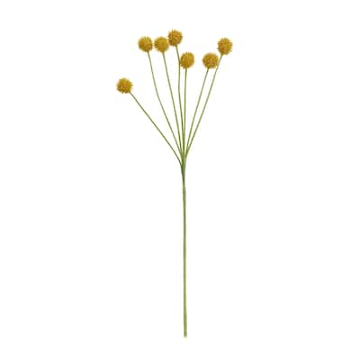 Elements Set of 6 Artificial Craspedia Stem, 25 Inch - N/A