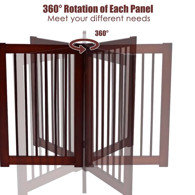 30'' Configurable Folding Free Standing 4 Panel Wood Pet Safety Fence