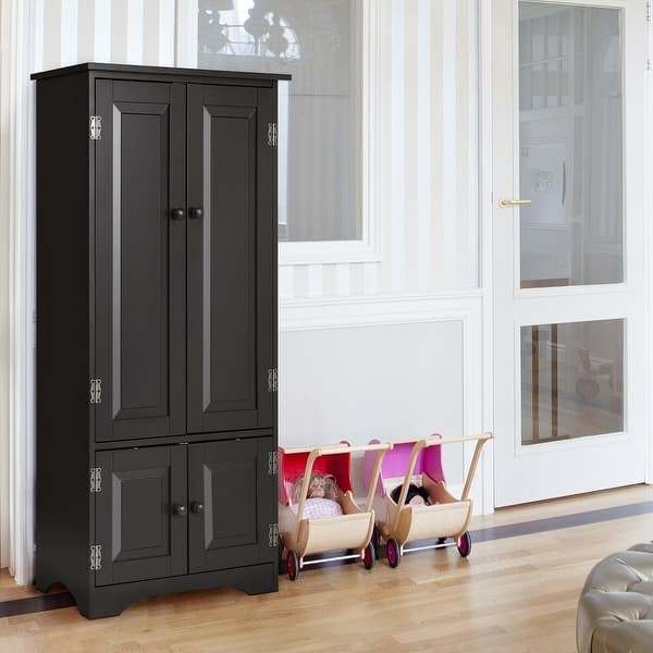 Costway Accent Storage Cabinet Adjule Shelves Antique 2 Costway Accent Storage Cabinet