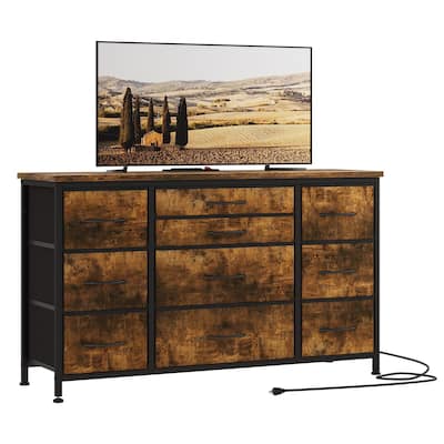 10 Dresser TV Stand with Power Outlet & LED for 55'' TV