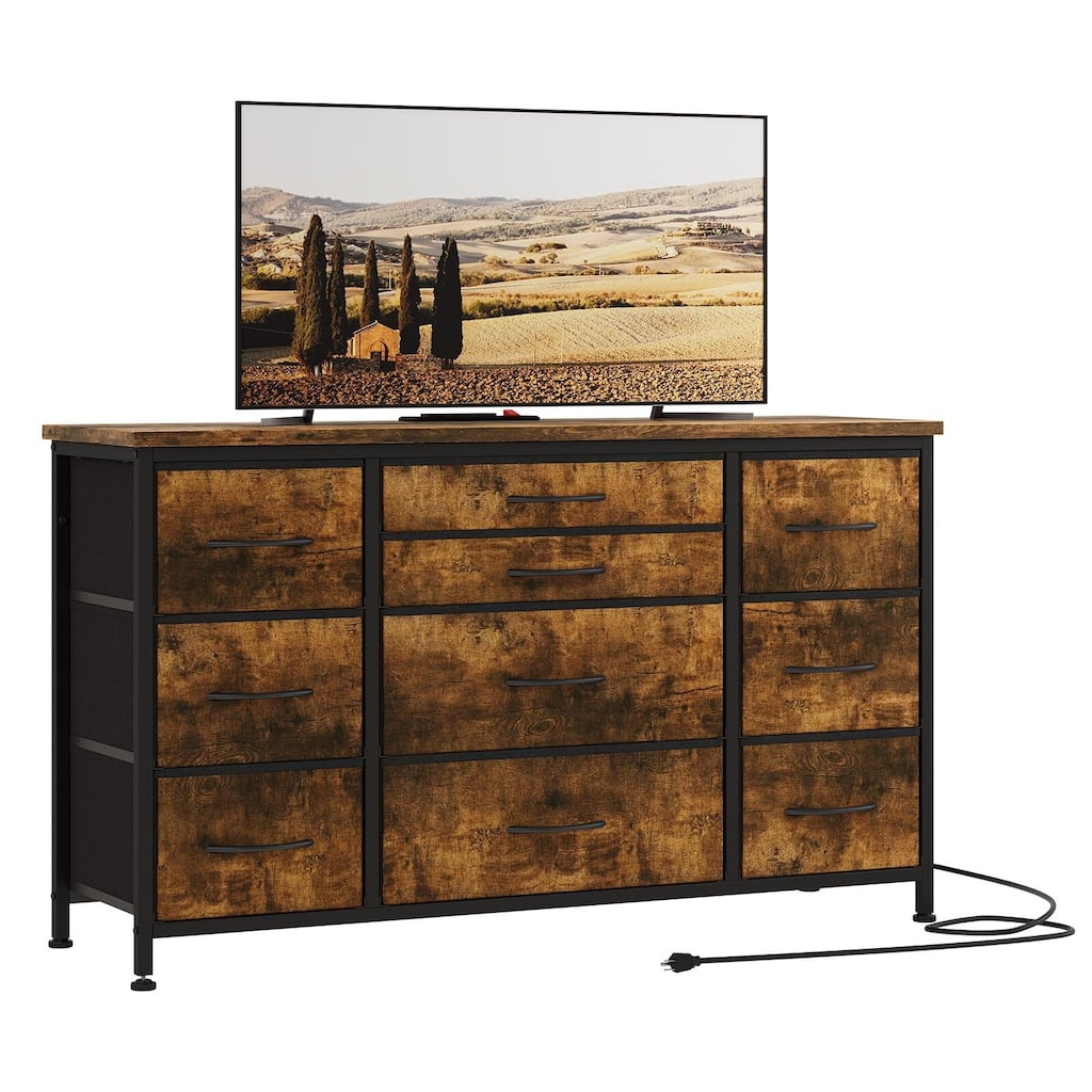10 Dresser TV Stand with Power Outlet & LED for 55'' TV