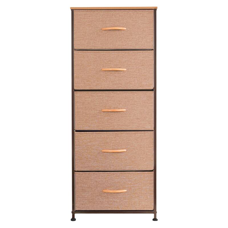 Crestlive Products Household 5-Drawer Vertical Dresser Storage Chest - Light Coffee - 5-drawer