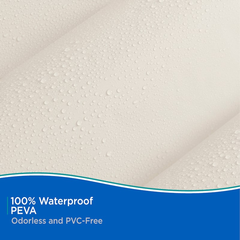 Kenney Medium Weight PEVA Shower Curtain Liner & Beaded Roller Ring Set, 70" W x 72" H
