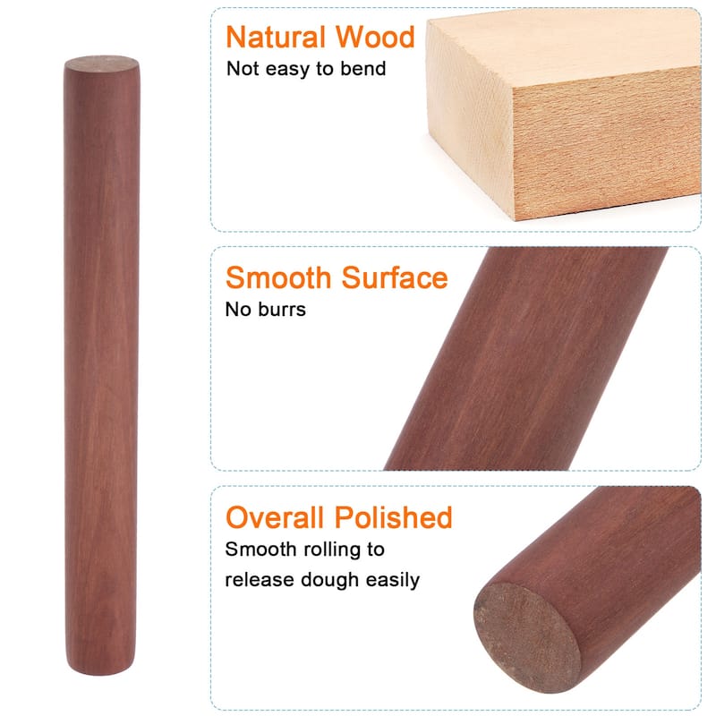 Rolling Pin Ebony Wood Dough Roller Pins Cylindrical for Baking