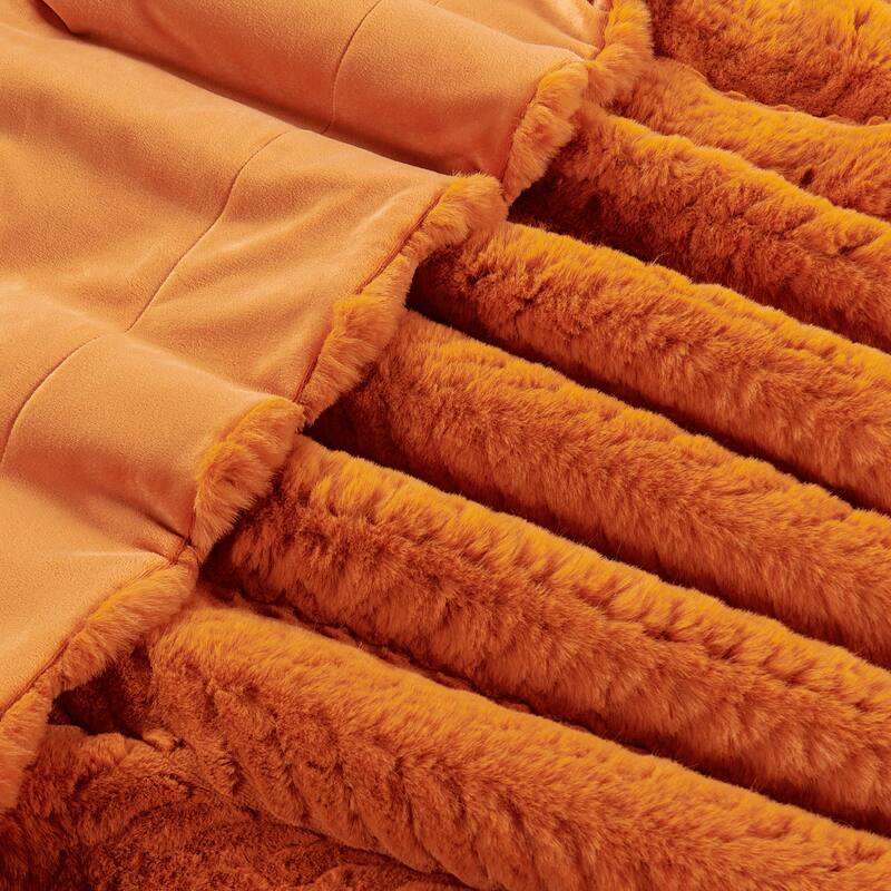 Home Soft Things Tread PatternRabbit FauxFur Throw Thick Cozy Blanket