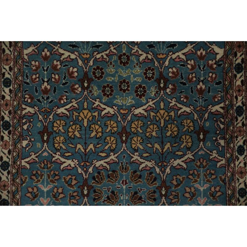 Hand Knotted Oriental 100% Wool Carpet Traditional All-Over Navy Blue & Blues Ziegler Runner Rug - 15' 10'' X 3' 4''