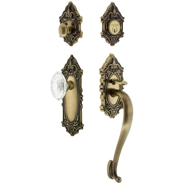 Nostalgic Warehouse VICCVI_ESET_238_SG Vintage Crystal Sectional Keyed Entry Handleset with Crystal Victorian Interior Knob, S