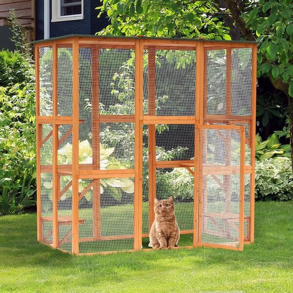 Shop Large Wooden Outdoor Cat Enclosure Cage With 6 Platforms 71