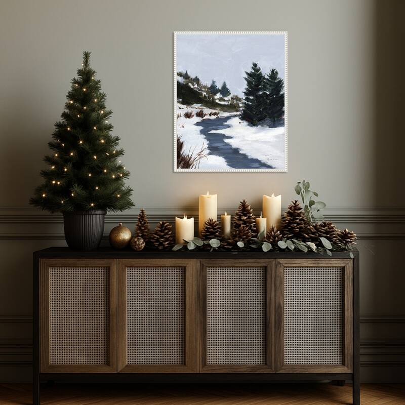 Winter Trails by Pamela Munger (23 x 28 in.), Framed Canvas Wall Art Print - Sylvie Beaded White