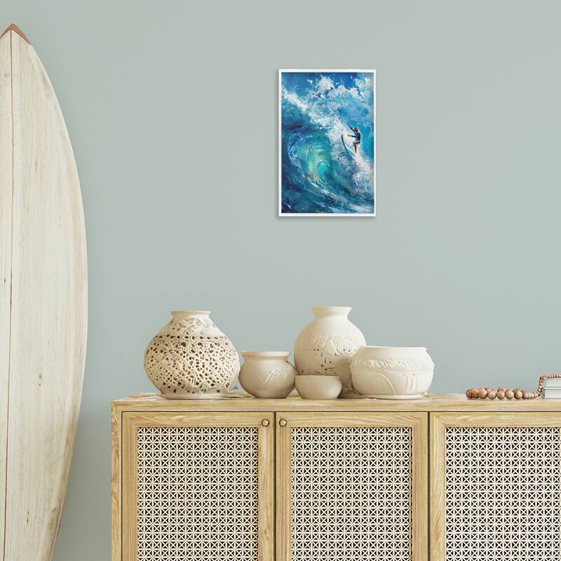 Stupell Soul Surfer on Tidal Wave Framed Giclee Art Design By LSR Design Studio