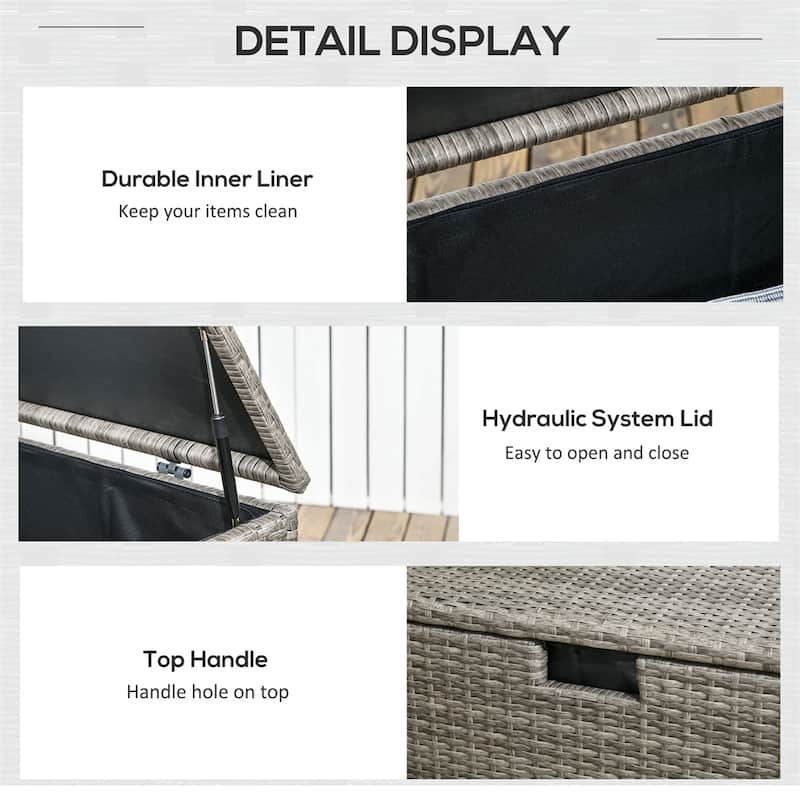 113 Gallon Rattan Waterproof Outdoor Storage Box,Garden Tools