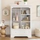 preview thumbnail 1 of 11, Open Children'S Wardrobe With A Hanging Rod And Open Shelves, One Large Drawer, Low Design Close To The Ground For Easy Access White