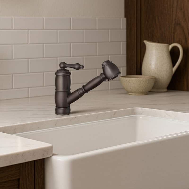 Whitehaus Vintage III Plus 1.5 GPM Single Hole Pull Out Kitchen Sink