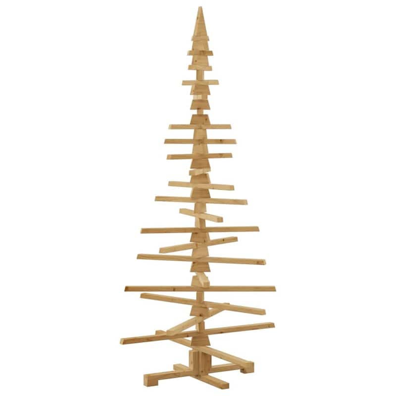 vidaXL Wooden Christmas Tree with Stand Brown Solid pine wood