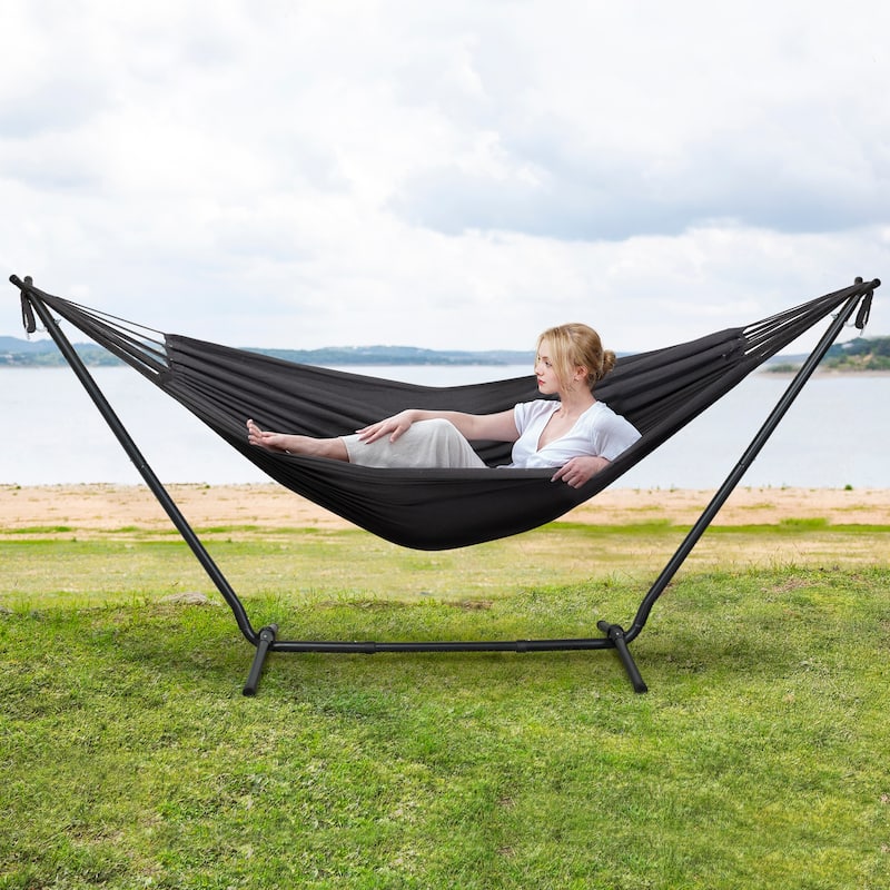 10.7 ft. 2-Person Brazilian-Style hammock with 2-in-1 Convertible Stand