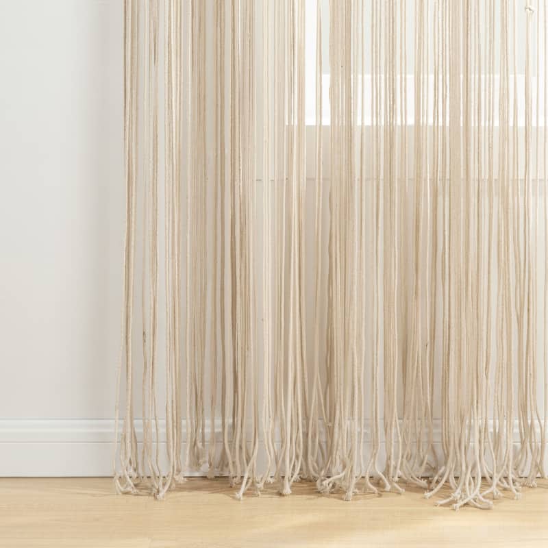 Lush Decor Boho Macrame Leaf Cotton Window Curtain Single Panel - 84" x 40" - Neutral