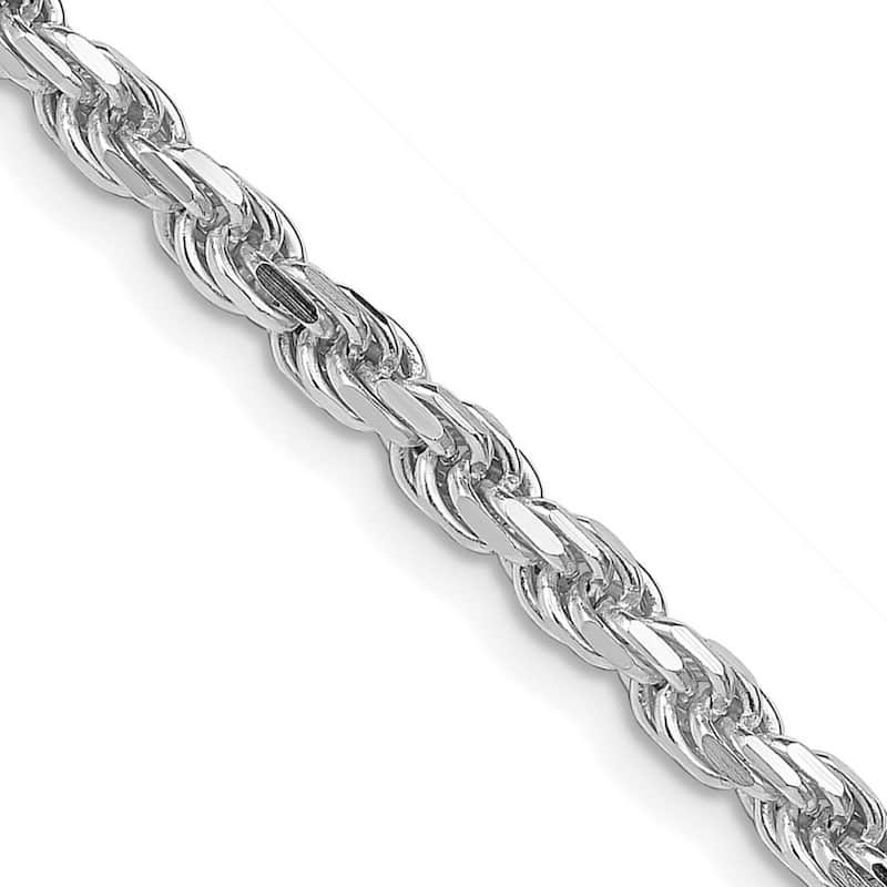 Curata 925 Sterling Silver Rhodium 3.5mm Diamond Cut Rope Chain Necklace for Men