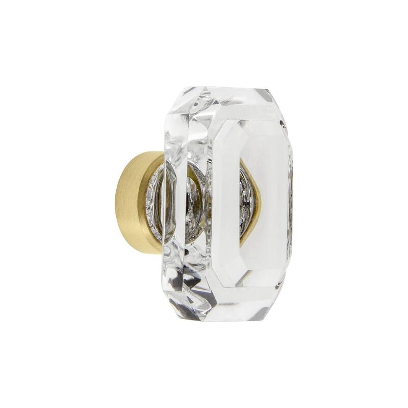 Grandeur BAGU-CRYS-KNOB-LG Baguette 1-3/4” Luxury Solid Crystal - Satin Brass