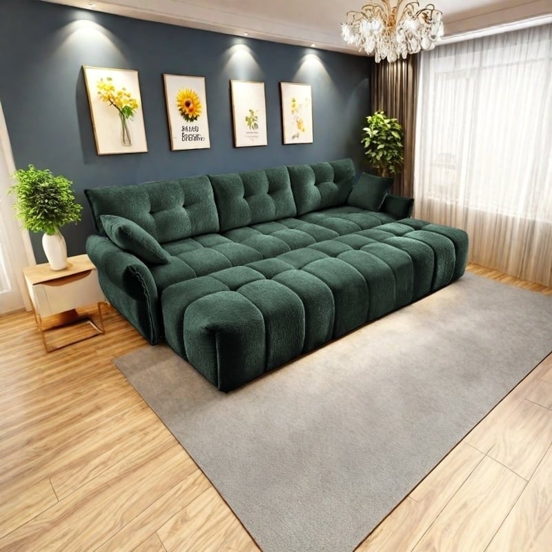 Modular 4-Seat Chenille Sofa Set with 2 Ottomans, High-Resilience Cushions and Solid Wood Frame