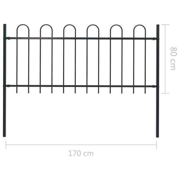 Shop Vidaxl Garden Fence With Spear Top Steel 5 5ft Black On