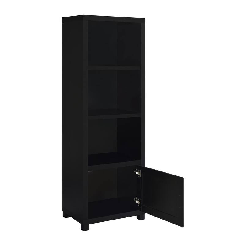 Sandlin Black 3-shelf Media Tower Bookcase with Storage Cabinet