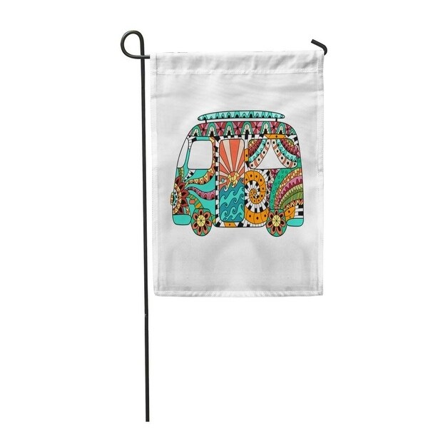 Download Shop Hippie Vintage Car Mini Van In Zentangle Colorful Bus ...