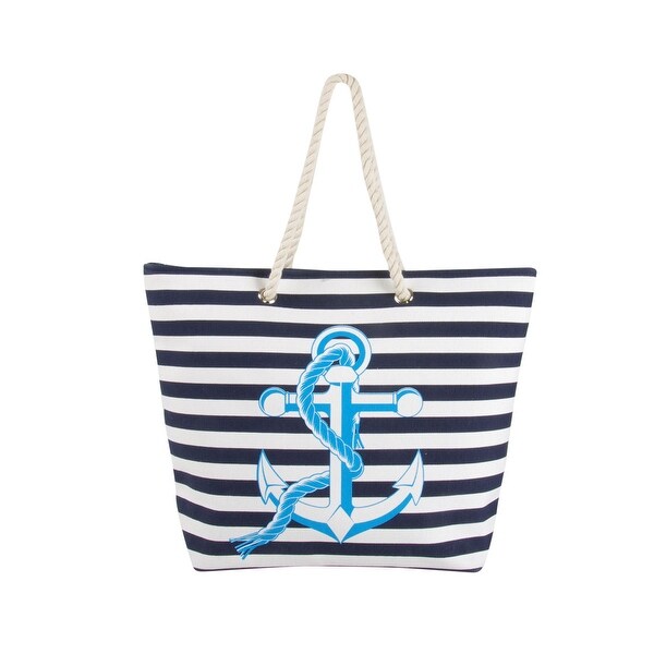 striped canvas beach bag