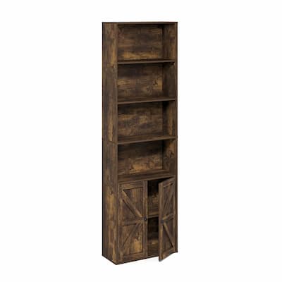 71.26 in. Tall Pine Wood 6-Shelf Bookcase