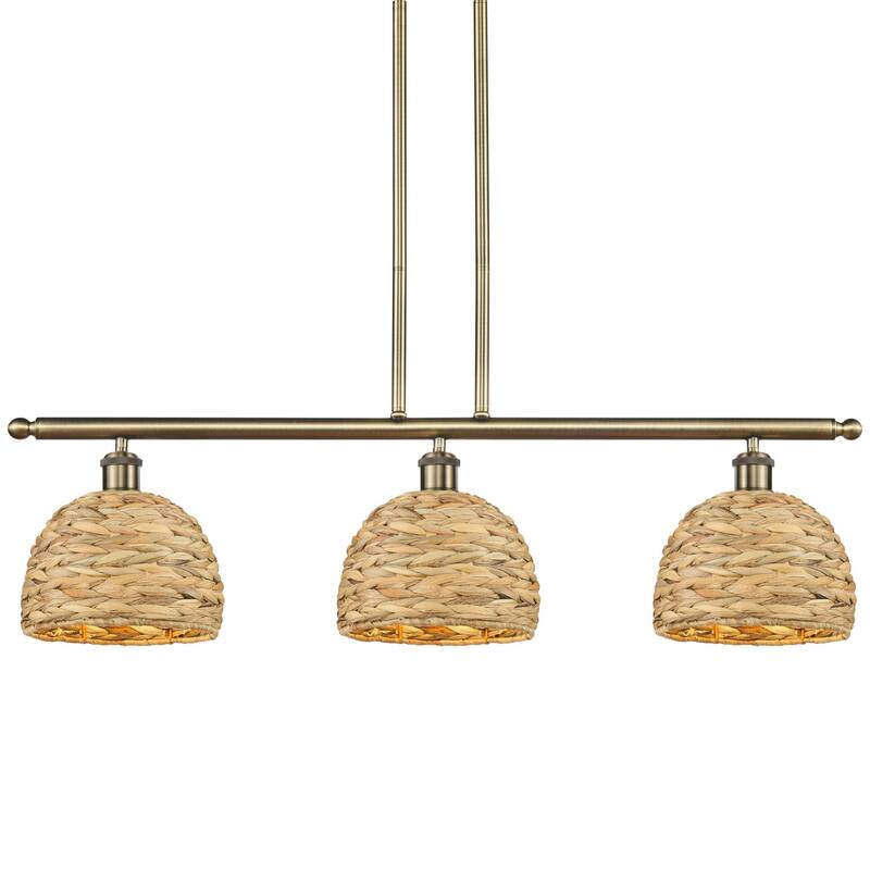 Innovations Lighting 516-3I-11-36 Woven Rattan Linear Woven Rattan 3 - Satin Gold / Natural