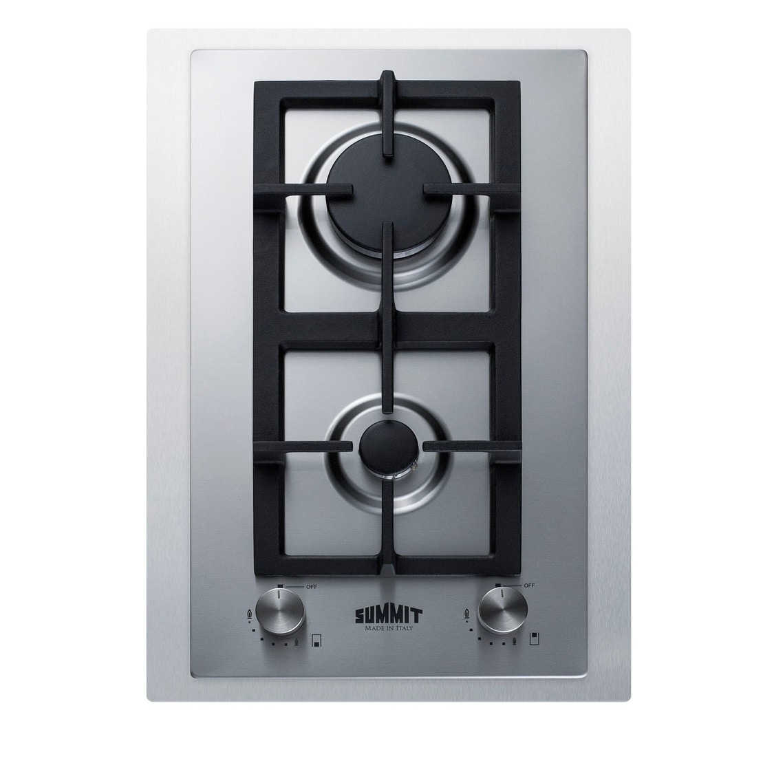 Summit GCJ2TK15 15" Wide 2 Burner Gas Cooktop with Designer Knobs and - Stainless Steel