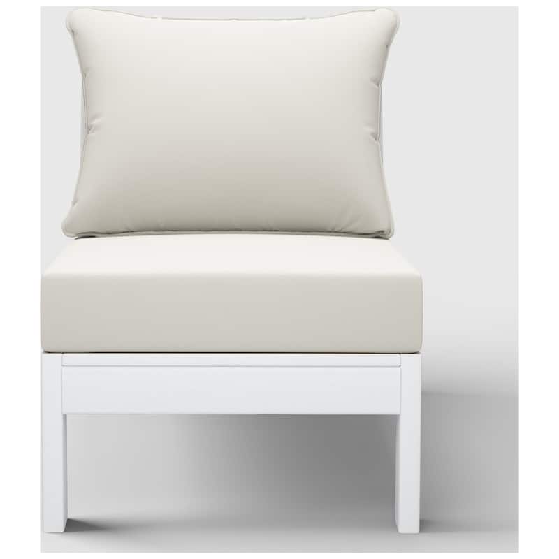 Birchwood All Weather HDPE Outdoor Patio Deep Seating White Armless Chair With Cushions (1-Piece)