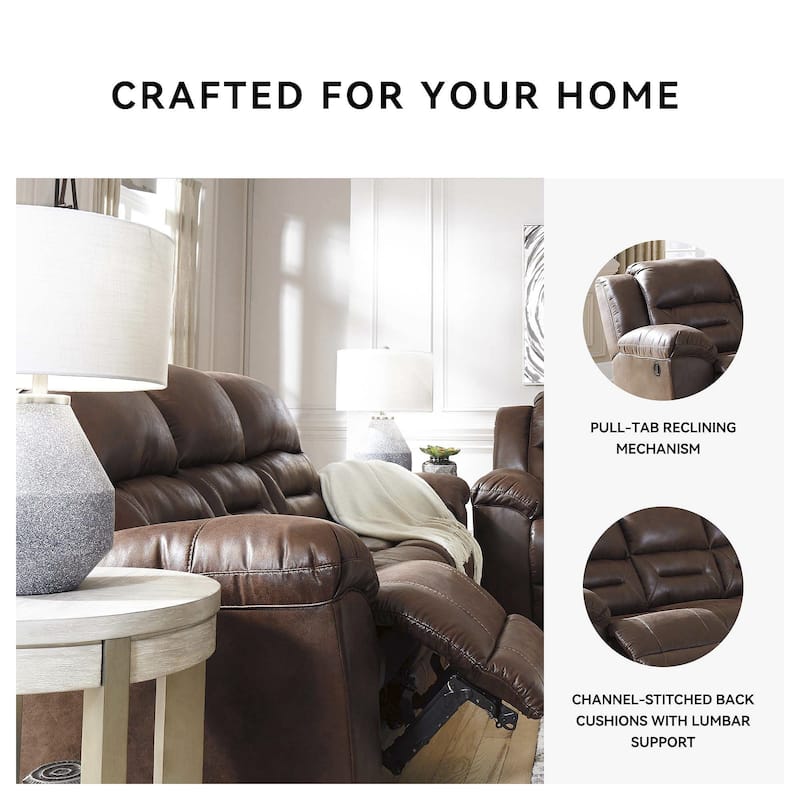 Stoneland Contemporary Reclining Sofa Chocolate